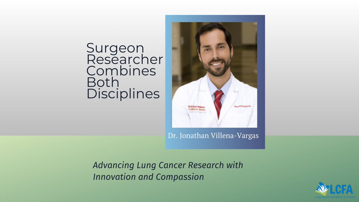 lcfamerica's tweet photo. Meet Dr. Jonathan Villena-Vargas, a surgeon researcher making waves in the world of lung cancer research! His LCFA-funded research focuses on understanding immune responses in early-stage NSCLC. Read more about his research in the link below. @JonvillenaM
https://t.co/ir2rYZfnrQ https://t.co/7mkrwDXZYb