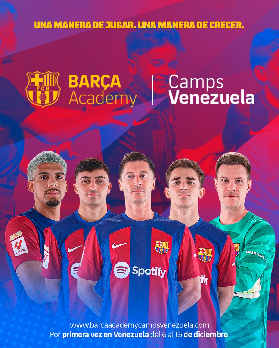 Vive una experiencia 100% Barça! @barcaacademycampsvenezuela del 6 al 15 de diciembre 2023 en Caracas @BarcaAcademy 🔵🔴#ForçaBarça