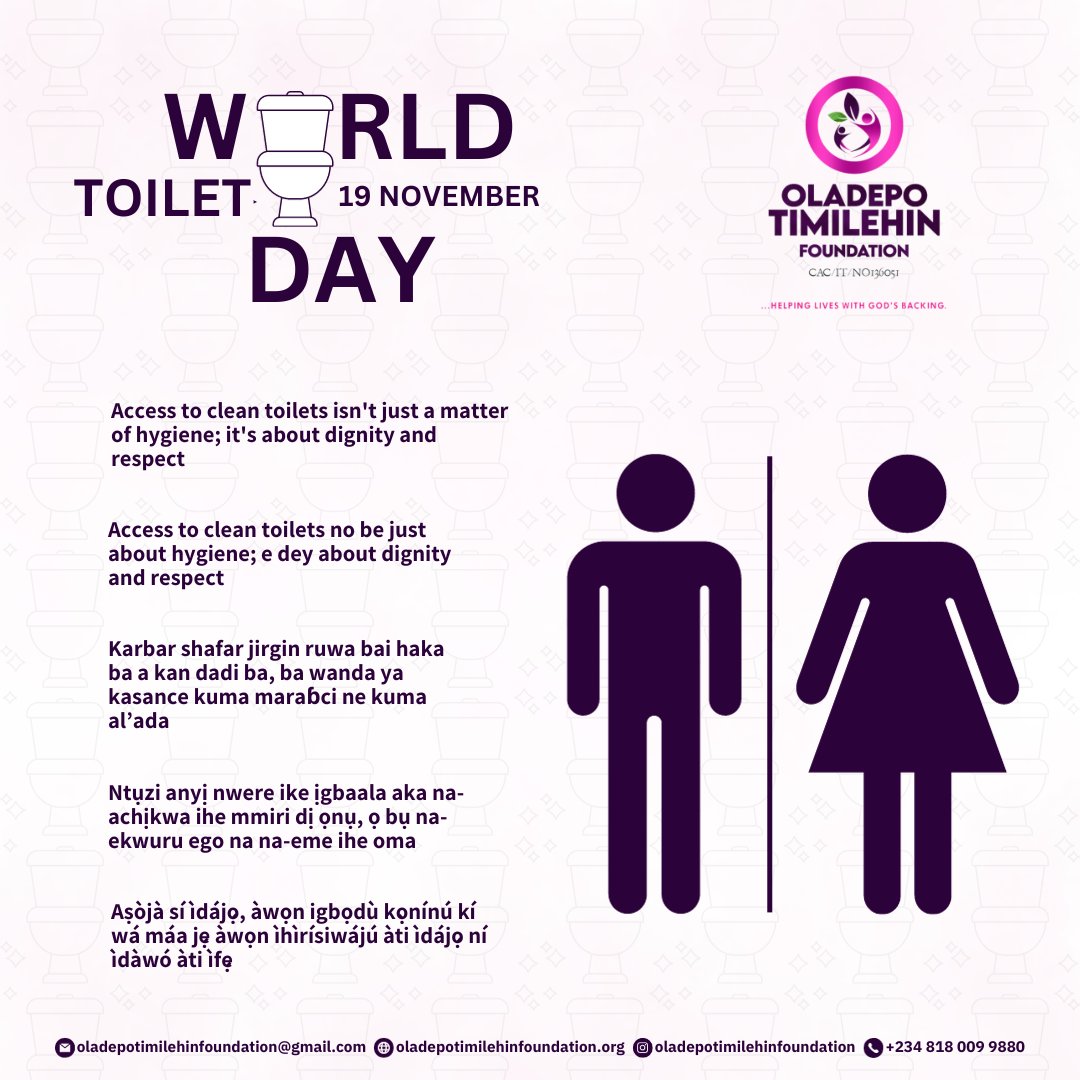 OTFoundationHQ's tweet photo. It's time to talk about one of the most important things in life - toilets! 

Access to clean and safe toilets is a basic human right, and it's essential for people around the world. 

After all, nobody wants to be caught without a clean and safe place to go when nature calls. https://t.co/Q7UJVr9tWE