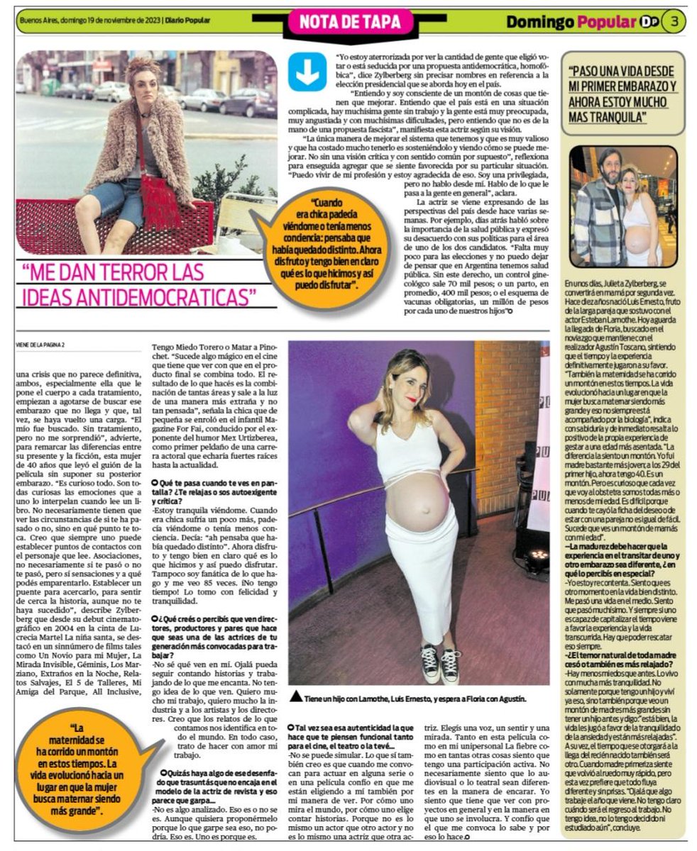 KarimGonzalz's tweet photo. HOY- Mi Nota de Tapa #SupleDominical #DiarioPopular @populardiario
#JULIETAZYLBERBERG
#ElDeseodeserMadre
*"La película habla de la madurez del amor"
@unpajaroazul.pelicula https://t.co/zGGUbBMVG1