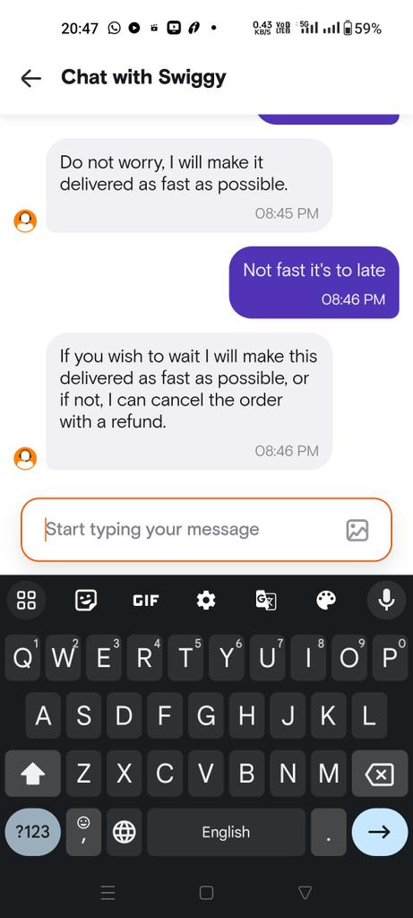 Locopilot_Sk's tweet photo. After more than 1 hour reply by swiggy teem to bad experience . @Swiggy https://t.co/wANaiKOFvr