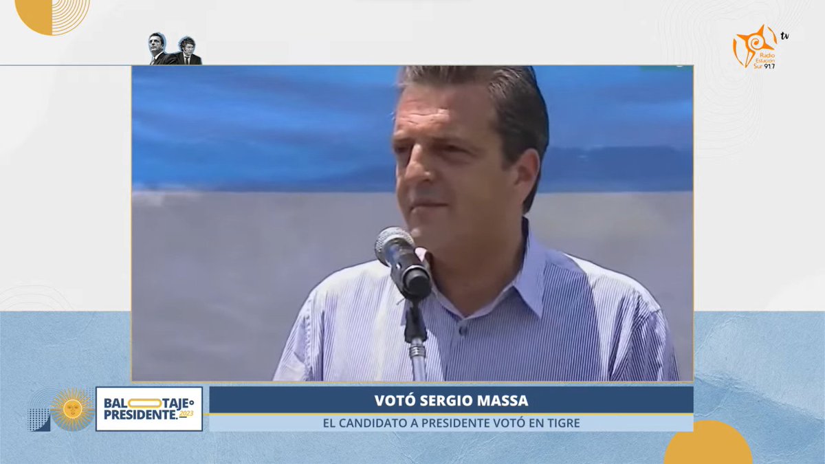 EstacionSur917's tweet photo. En Tigre, vota @SergioMassa 🗳️

🗣️ "Es importante que se sepa que hoy empezamos una nueva etapa en la Argentina: la del dialogo y consensos para que nuestra patria recorra un momento más virtuoso" 

🔴 EN VIVO: https://t.co/NbDgRBs7dV https://t.co/Lu6ik6A8VZ
