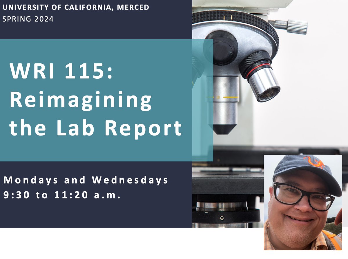 UCMMWP's tweet image. #Research #scientists are always finding new ways to share their discoveries with the world. #UCMerced students, sign up now for WRI 115: Reimagining the Lab Report w/ Thomas Hothem to explore new horizons for #scientific #writing and #science #journalism.
