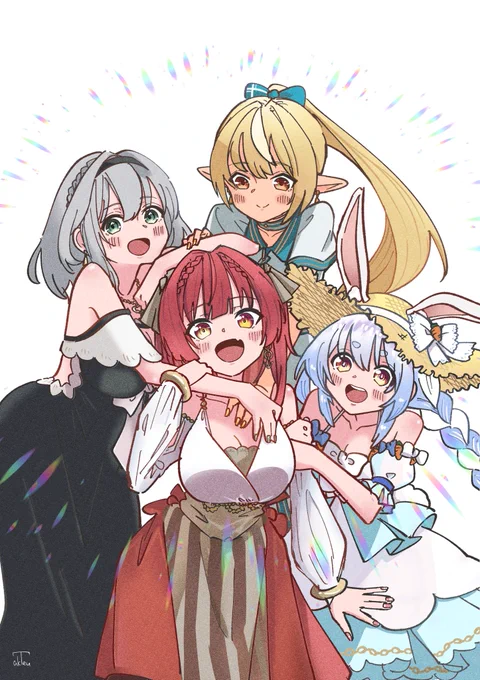 ずっと描きたかった3期生GIGO衣装 #ホロライブ3期生 #ぺこらーと #マリンのお宝 #ノエラート #しらぬえ