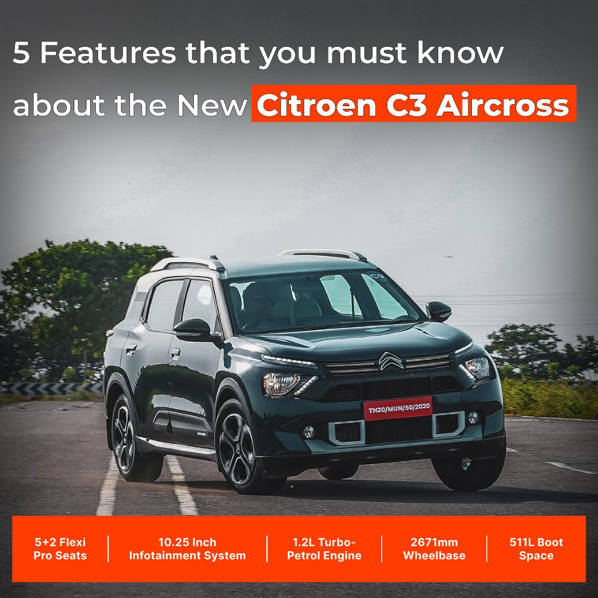 Bold design, smart technology, and a touch of French elegance – that's the Citroen C3 Aircross.   #c3aircross #c3aircrosssuv
