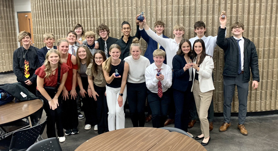 Twenty RC debaters traveled to Emporia on Saturday, earning the 2nd place trophy with 4 pairs medaling! Congrats to this team who behaved well and showed grit th/o the16 hour day. Thanks to Jim for driving and Mr. Lahr for helping sponsor. ⁦<a href="/RCHS_PTO/">Rock Creek High School PTO</a>⁩ ⁦<a href="/RockCreekHS/">Rock Creek</a>⁩