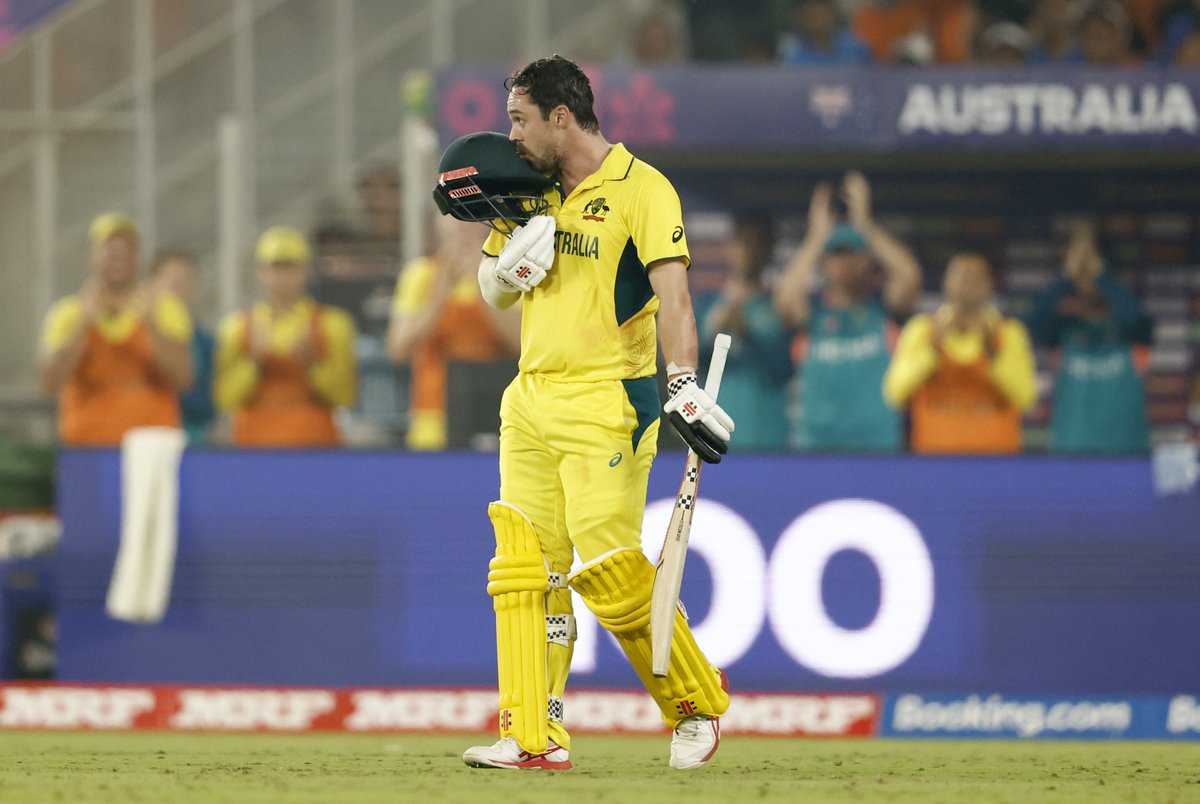 ICC's tweet photo. A century in the #CWC23 Final! 

Take a bow, Travis Head 👏

#INDvAUS https://t.co/cMStdnUV4Y