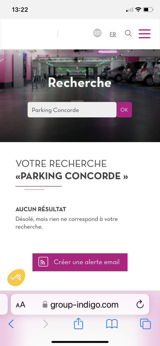 EricMeyer6892's tweet photo. 8/ Hélas ! Sur son site, quand on tape « Parking Concorde Paris » dans le moteur de recherche, s'affiche la phrase « Désolé, mais rien ne correspond à votre recherche ». Indigo, au boulot ! @ParkIndigo @SbastienFraisse https://t.co/pKqNqCwNyF
