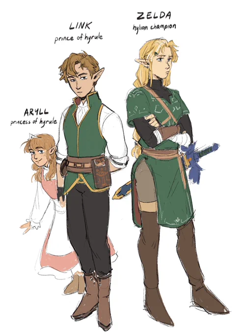 some zelink sketches that i havent posted here i think (feat my roleswap au from forever ago bc i missed them) 