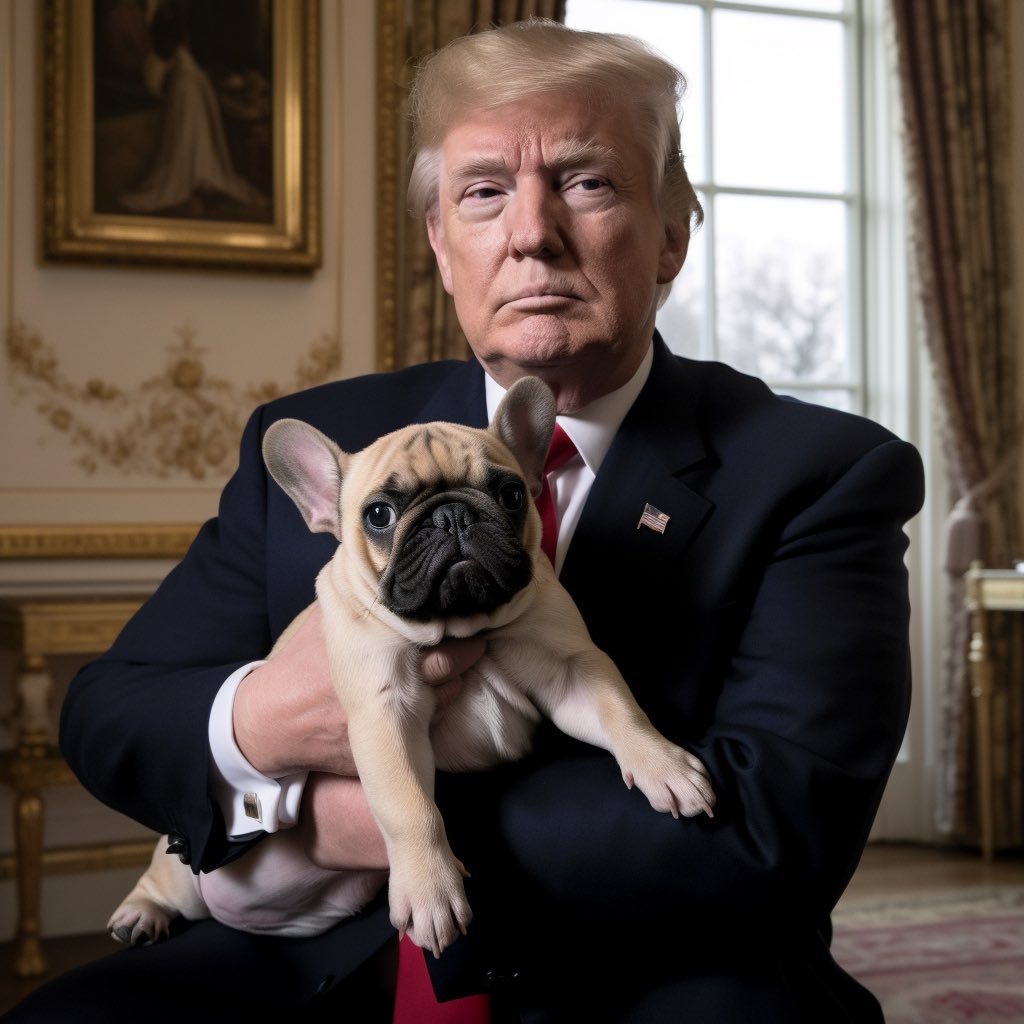 He does like dogs 

#Trump #MAGA #Republican #USA #America #Trump2024 #President #frenchbulldog
