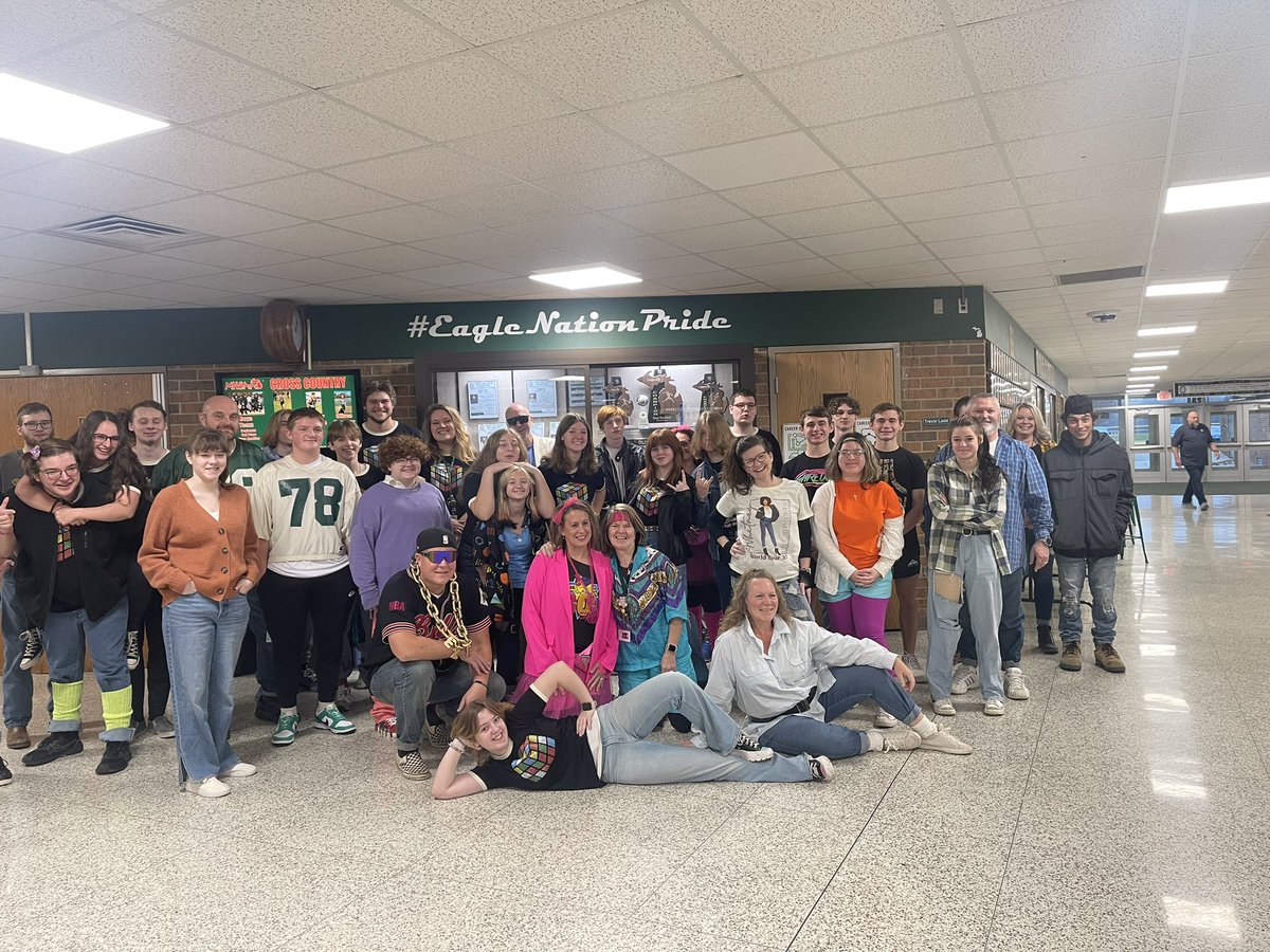 Schaefp1's tweet photo. OHS “Back to the 80s” dress up day on Friday, in honor of our theatre play this weekend! Last showing is at 3pm today, go check it out! #ohsrocks #ohspride https://t.co/ZguTYXXDJH