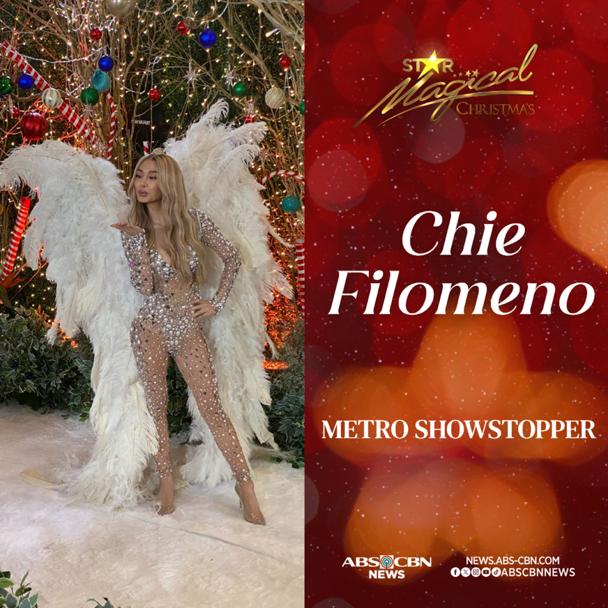 ABSCBNNews's tweet photo. The spotlight belongs to Chie Filomeno, honored as the Metro Showstopper at #StarMagicalChristmas2023. 🌟 #ShareTheMagic https://t.co/m17DcSW81v