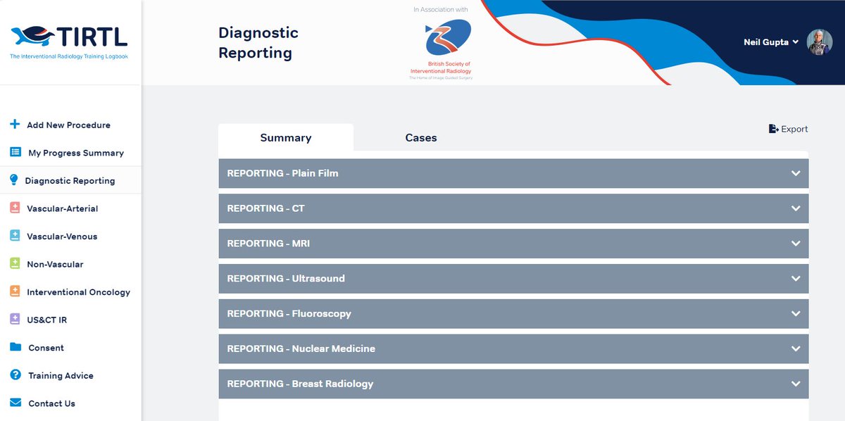 TIRTL UPDATE
You can now add Diagnostic Reporting cases to have a complete overview of everything in one place. 
Supported by @BSIR_News 
FREE for everyone @ tirtl.co.uk
@IR_juniors @_the_SRT @BISRT_news @ETF_IRtrainees @RCRadiologists @RANZCRcollege @pairsmedia
