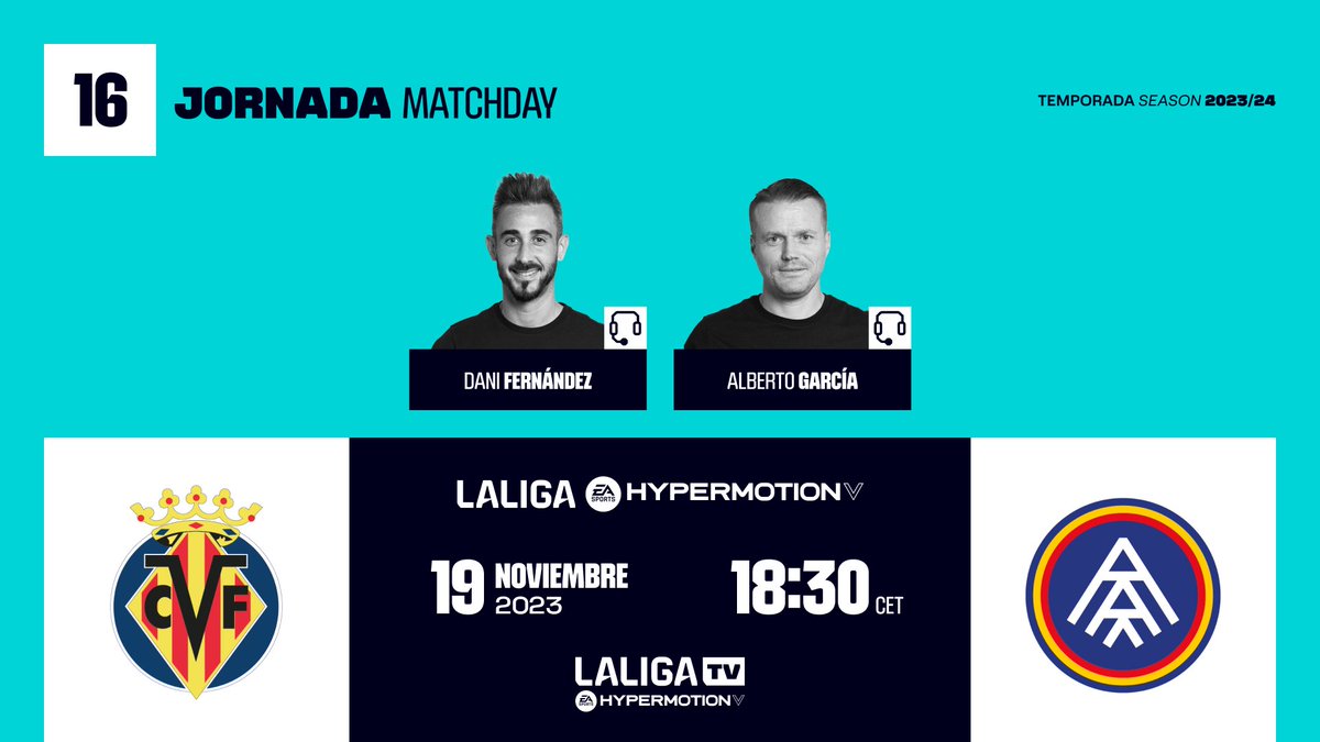 📌 Dos equipos de autor en problemas. De la mano en la tabla, el filial groguet quiere consolidar el triunfo en el Heliodoro ante un cuadro tricolor en descenso. ⚽ #VillarrealBAndorra 🏟️ La Cerámica ⏰ 18.30h 📺 En #LaLigaTVHypermotion 🎙️ Con @1Alberto_Garcia 🧤 #InsideLaLiga