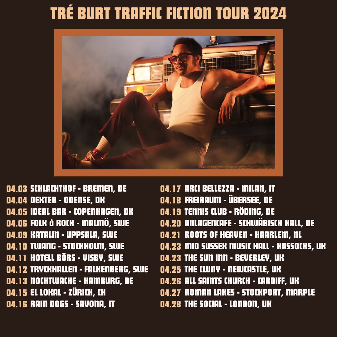 Hello citizens, this is just me telling y’all how pumped me & the band is to take the TRAFFIC FICTION Tour international in 2024. Tickets on sale 11/21 at 10 AM local time.  Check my website for most up to date information on tour dates and ticket sales. treburt.com