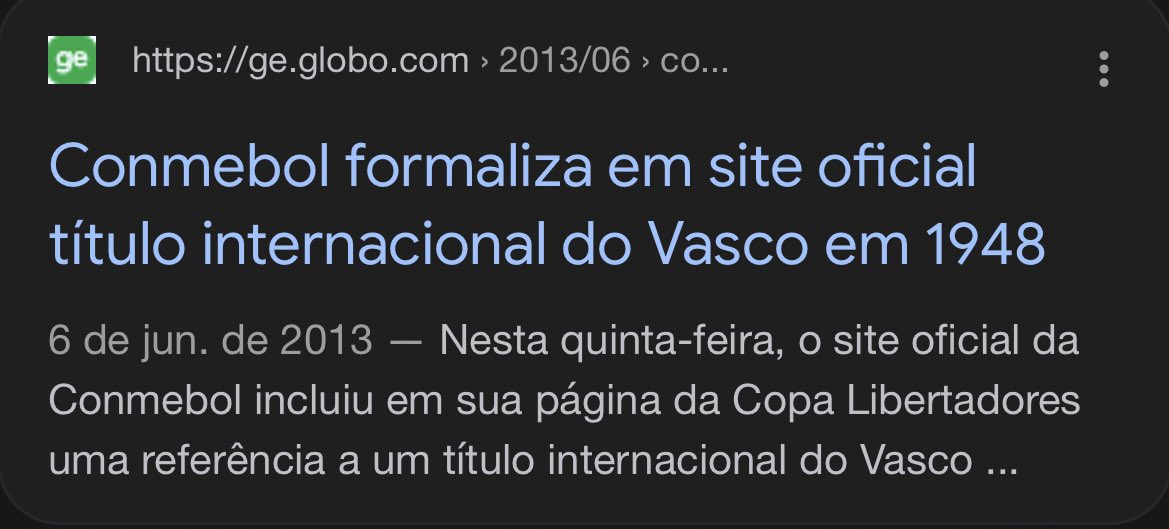 Conmebol formaliza em site oficial título internacional do Vasco
