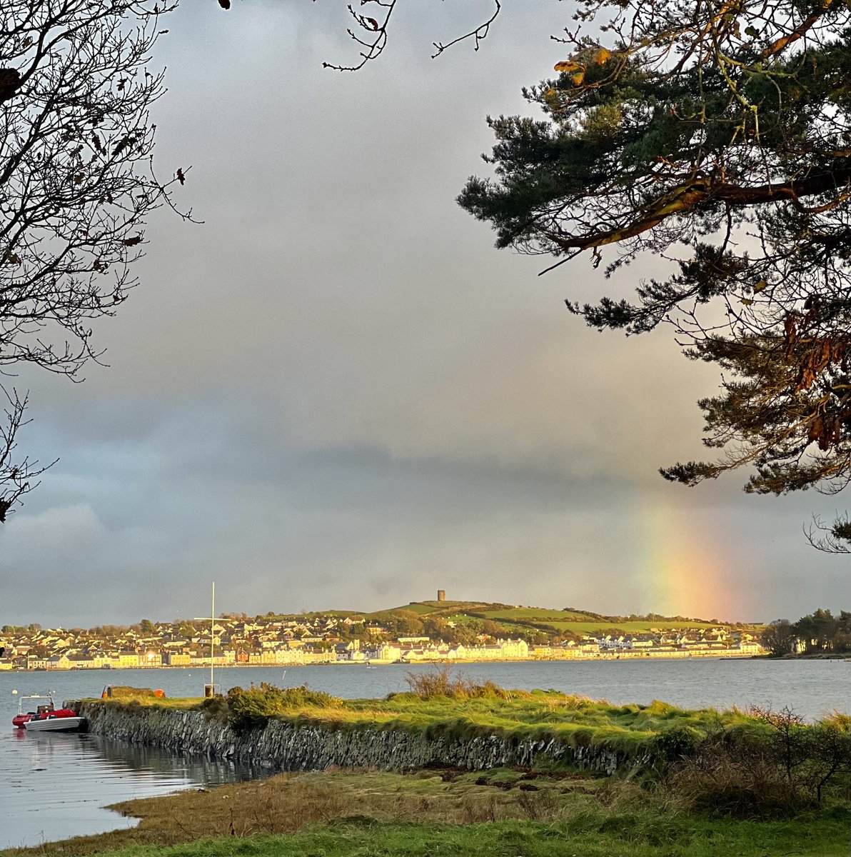 The joy of a glorious rainbow 🌈 and sunshine lighting up Portaferry. 😊 #Sundayblessings #Strangfordlough