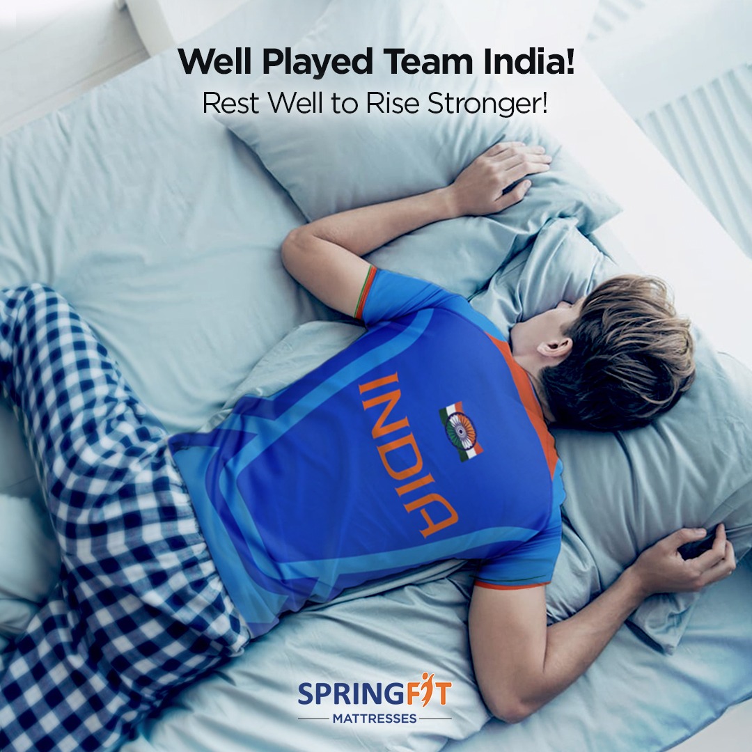 A heartfelt salute to #TeamIndia!!
You played well & with all your might. Your dedication, spirit & passion to make India proud inspire millions like us.

#CWC23Final #ICCWorldCup2023 #WorldCup2023 #India #INDvsAUS #Springfit #Springfitmattress #Mattress #Sleep #LuxuriousMattress