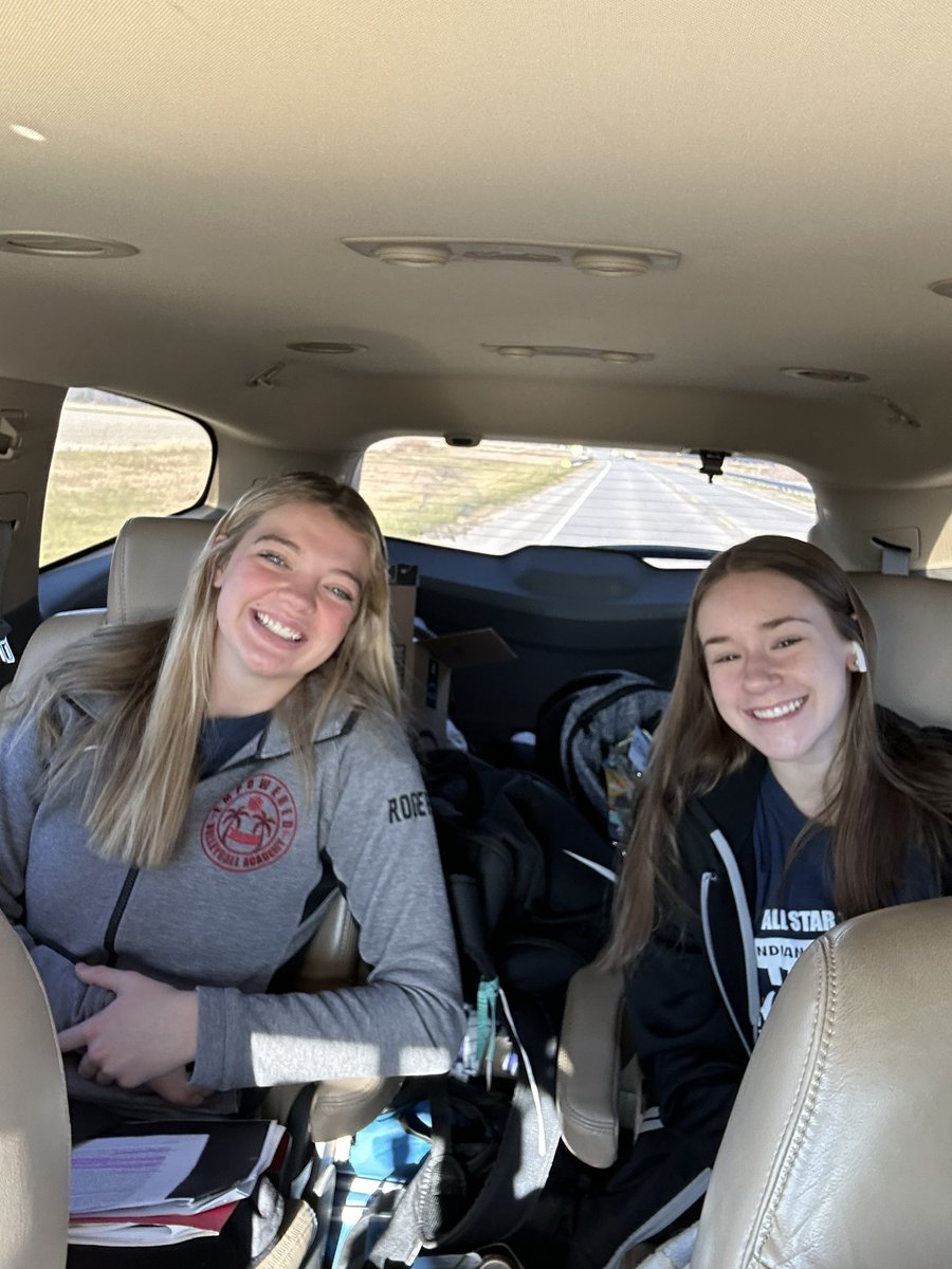 tica99's tweet photo. One last volleyball road-trip to @ihsvca All-Stars! 💛🏐⭐️Thank you volleyball for forever friendships! @blair_grigsby10 @kenzierogers_ @PioneerGirlsVB @PioneerRegional @panther_pep https://t.co/cxf5B1AT5y