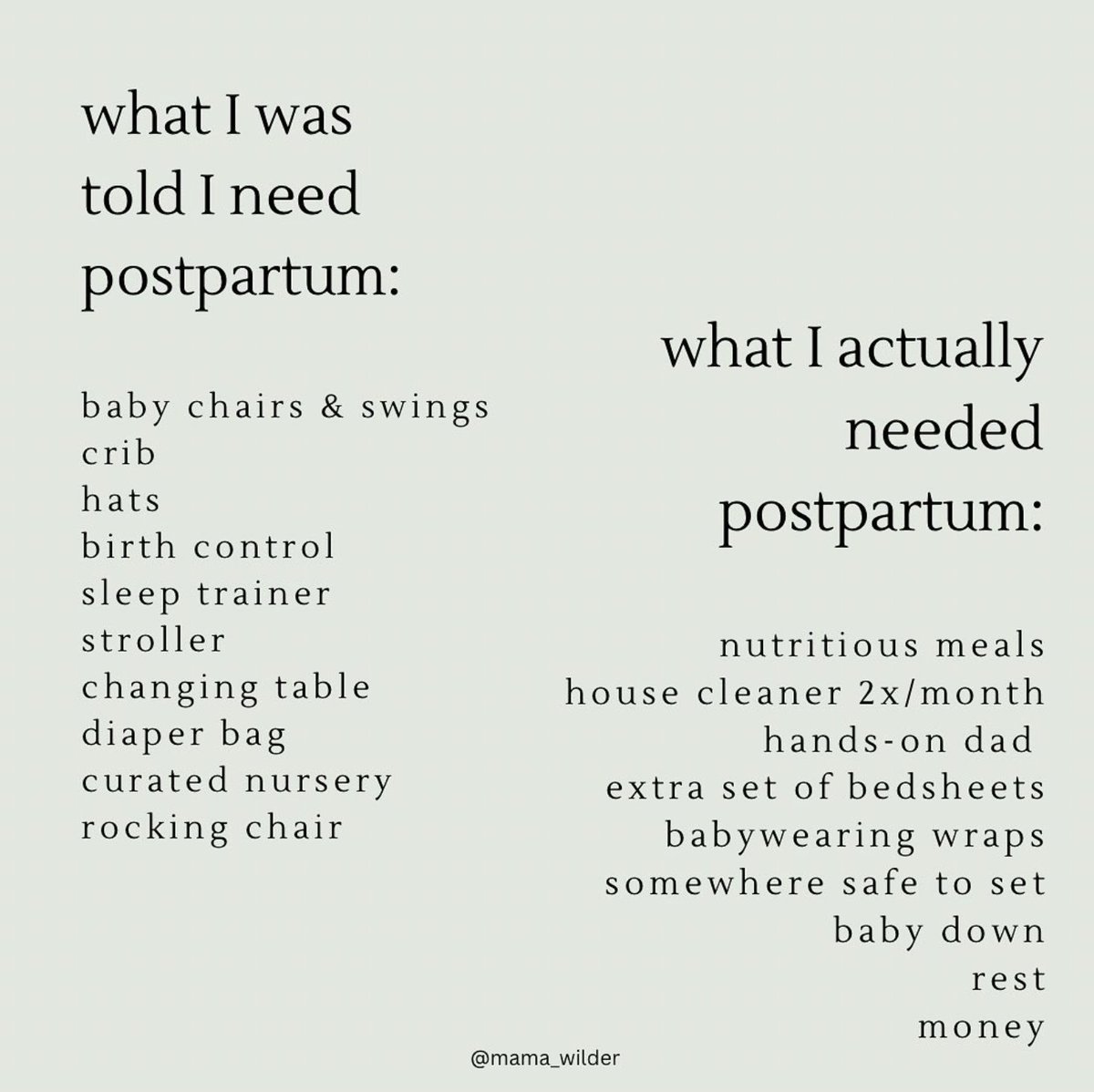 What would you add to the list? Or take away? mutusystem.com #postpartum #pregnancy #afterpregnancy