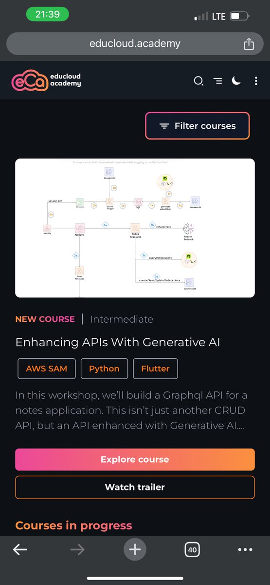 educloudHQ's tweet photo. Learn how to build a Gen AI enhanced Notes App with AWS Bedrock, Langchain, Momento Vector Index, Appsync and Python in this well elaborated workshop.

#genai #serverless #aws #cloud 

https://t.co/hxP4cYpy12 https://t.co/6JggNrxRxR