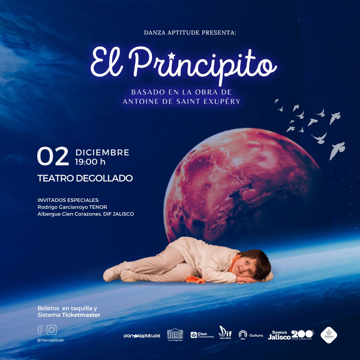 GobiernoJalisco's tweet photo. 🤴🪐 Vive la magia de "El principito" en este espectáculo presentado por artistas con discapacidad intelectual en el teatro Degollado.

Boletos en taquilla o a través de Ticketmaster: https://t.co/bdtw3xnaHF. https://t.co/FtIYBj3T6q