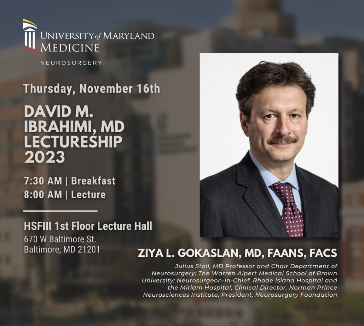 UMDNeurosurgery's tweet image. It was a pleasure to host Dr. Ziya Gokaslan from @BrownNSGY for our 2023 Ibrahimi Lecture. Great overview of cervical, lumbar and sacral approaches for chordoma resection!