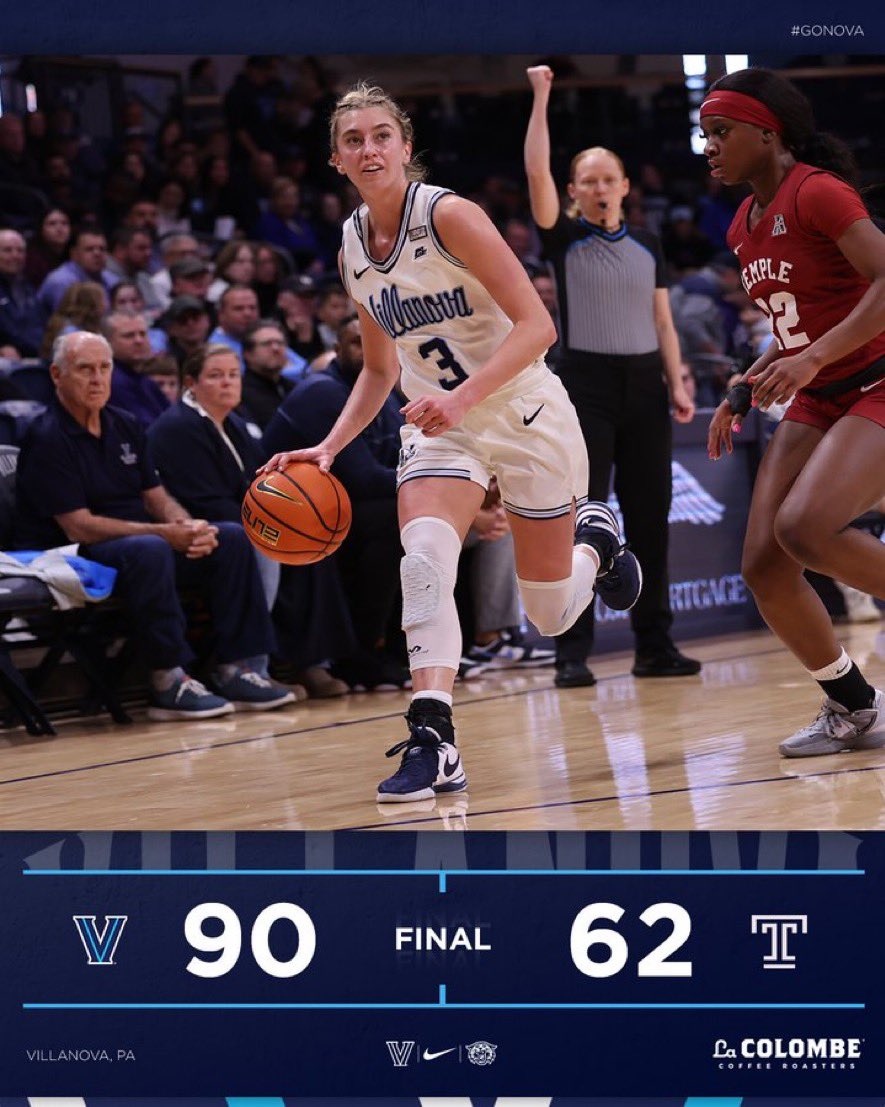 Big home opening WIN at the FINN for @novawbb …incredible career high performance by @LucyOlsenbball …thanks for the energy NovaNation 🔵⚪️