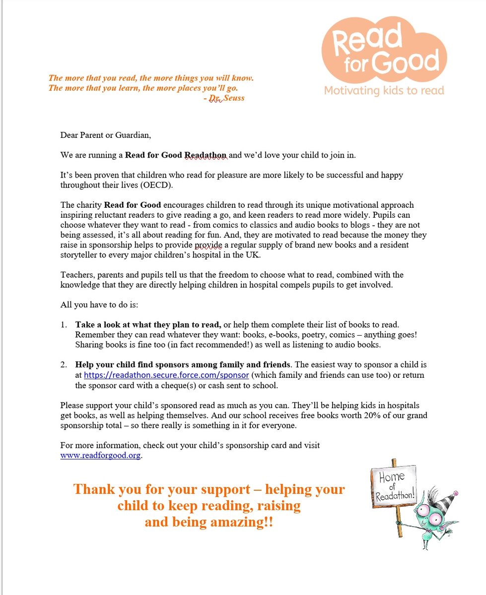 This coming week Year 7 are taking part in the Read for Good readathon.  Please follow this link to sponsor your child and raise important funds
 readathon.secure.force.com/sponsor

 #CyfarthfaFamily #TeuluCyfarthfa