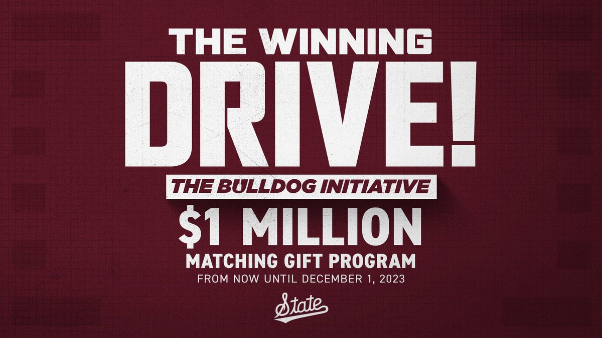 In the first 48 hours of our #WinningDrive campaign, Bulldog fans pushed us more than 25% of the way to our goal of raising $1 million by 12/1 - and even more support has come in today. Help us unlock a matching gift and make this the Winning Drive at BulldogInitiative.com!