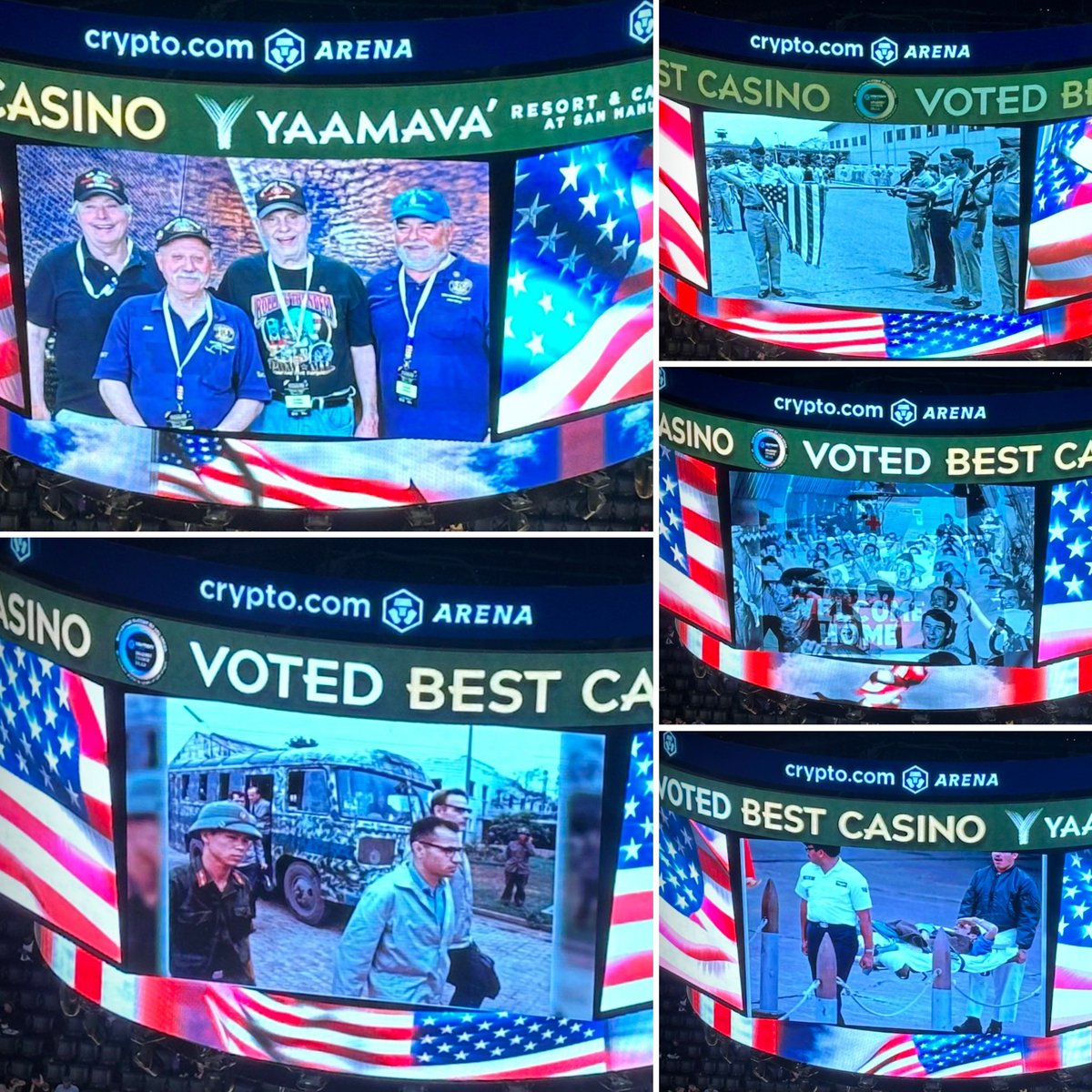 Thanks to the Los Angeles <a href="/Lakers/">Los Angeles Lakers</a> for airing our Veterans Day tribute video! The Lakers honored America’s heroes as we mark the 50th anniversary of key events ending the #VietnamWar 🇺🇸⭐️🏀<a href="/vietnamwar50th/">VietnamWar50th</a> <a href="/VVAmerica/">VVA</a> #SaluteToService #VietnamVeterans #POWMIA #GoldStarFamilies <a href="/nba/">NBA</a>