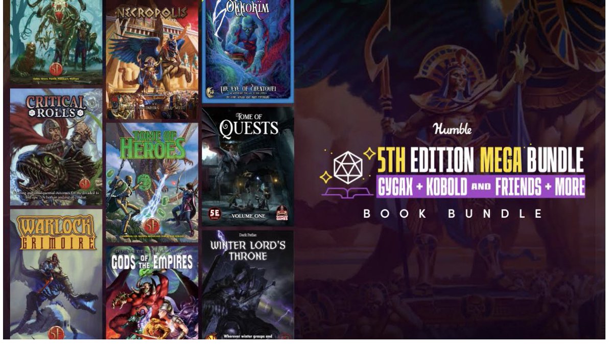 Now with twice as much GYGAX! The bundle features Necropolis by my Dad & 4 of my Okkorim adventures. This has over 70 titles and benefits the International Medical Corps- a key charity to support in these times! #gygax #dnd #charity #okkorim #ttrpg humblebundle.com/books/5th-edit…