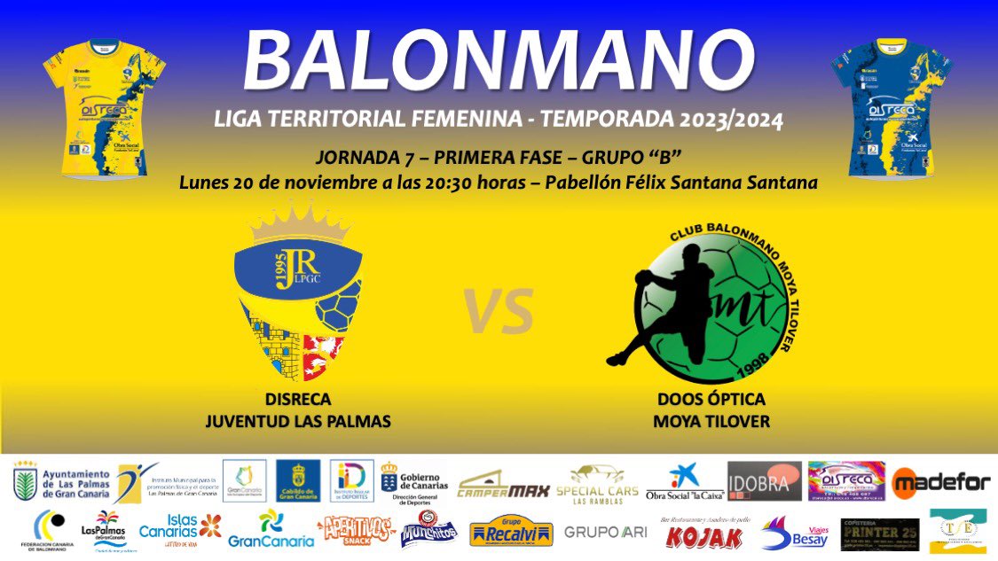 𝗟𝗜𝗚𝗔 𝗧𝗘𝗥𝗥𝗜𝗧𝗢𝗥𝗜𝗔𝗟 𝗙𝗘𝗠𝗘𝗡𝗜𝗡𝗔 𝟮𝟯/𝟮𝟰

🏆 Jornada 7 - Grupo B
🆚 Moya Tilover
🗓️ Lunes 20 noviembre
🏟️ Pab. Félix Santana Santana
🕒 20:30 hrs
📺 Streaming: youtube.com/live/UCTkUNaqR…