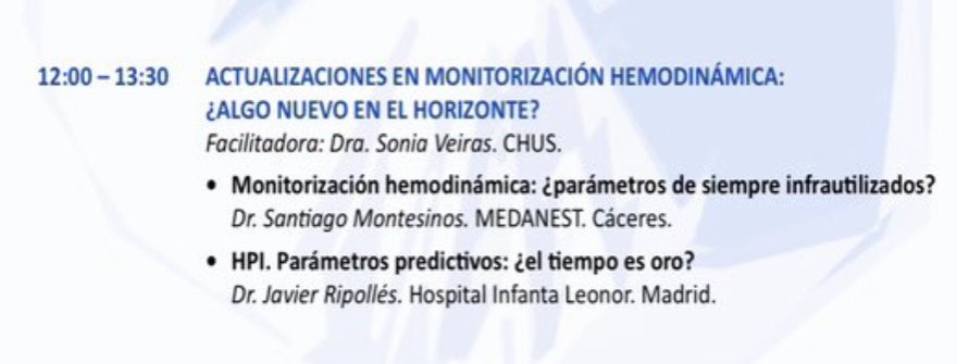 Santiago Montesinos (@montesinossanti) on Twitter photo 📚 Actualización en
🖥️🫀 MONITORIZ. HEMODINÁMICA:
¿algo nuevo en el horizonte?
🎓 Modera <a href="/sabe_dr/">Sabela Del Rio</a>
🏨 #CHUS <a href="/SanidadeXunta/">Consellería de Sanidade</a>
🎙️ <a href="/MontesinosSanti/">Santiago Montesinos</a>
🏨 #HUnivSanPedroAlcántara
<a href="/Junta_Ex/">Junta de Extremadura</a> <a href="/Sara_GEspada/">Sara García Espada</a>
🎙️ <a href="/germ_red/">Javier Ripolles-Melchor</a>
🏨 #HUInfLeonor
<a href="/SaludMadrid/">Salud Madrid</a> <a href="/AbadGurumeta/">Alfredo Abad Gurumeta</a>
📍 Reunión <a href="/AGARyDGalicia/">AGARyD</a> 📚 Actualización en
🖥️🫀 MONITORIZ. HEMODINÁMICA:
¿algo nuevo en el horizonte?
🎓 Modera <a href="/sabe_dr/">Sabela Del Rio</a>
🏨 #CHUS <a href="/SanidadeXunta/">Consellería de Sanidade</a>
🎙️ <a href="/MontesinosSanti/">Santiago Montesinos</a>
🏨 #HUnivSanPedroAlcántara
<a href="/Junta_Ex/">Junta de Extremadura</a> <a href="/Sara_GEspada/">Sara García Espada</a>
🎙️ <a href="/germ_red/">Javier Ripolles-Melchor</a>
🏨 #HUInfLeonor
<a href="/SaludMadrid/">Salud Madrid</a> <a href="/AbadGurumeta/">Alfredo Abad Gurumeta</a>
📍 Reunión <a href="/AGARyDGalicia/">AGARyD</a>