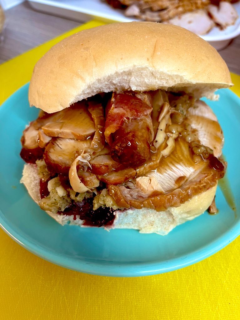 mertynabbot's tweet photo. Due to demand we’re going to be serving our festive baps every day until Christmas! 
Apologies to anyone we couldn’t serve on Saturday, but they sell out quickly!We like to maintain quality, so when they’ve gone they’ve gone! Best to let us know the day before for large orders 🙏 https://t.co/aiVLnJ9Qlb