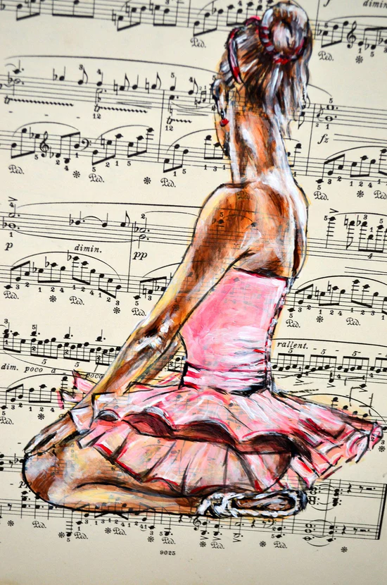 “Framed Ballerina L - Original Painting on Vintage Sheet Music Page” 
#Art #Discounts #StylishHomes #InteriorArtistry #HomeDecor #BlackFriday #ballerina #giftideas 
artcursor.com/products/frame…