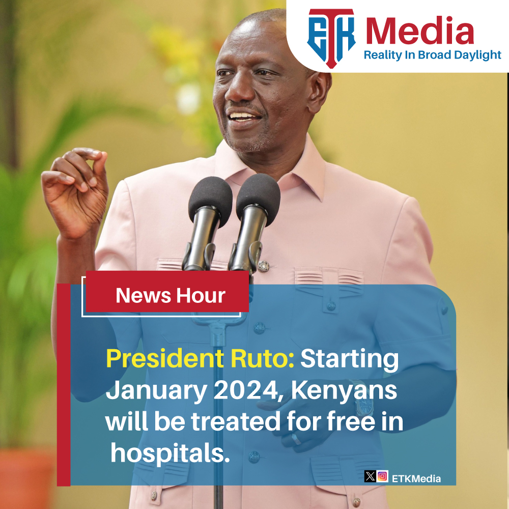 President Ruto: Starting January 2024, Kenyans will be treated for free in hospitals.
#DavisChirchir #moicomplexpri #KalonzoMusyoka #PresidentUhuruKenyatta #Kinuthia #KarenNyamu #KenyaKwisha #Kuria #Kalenjins #Uhunye