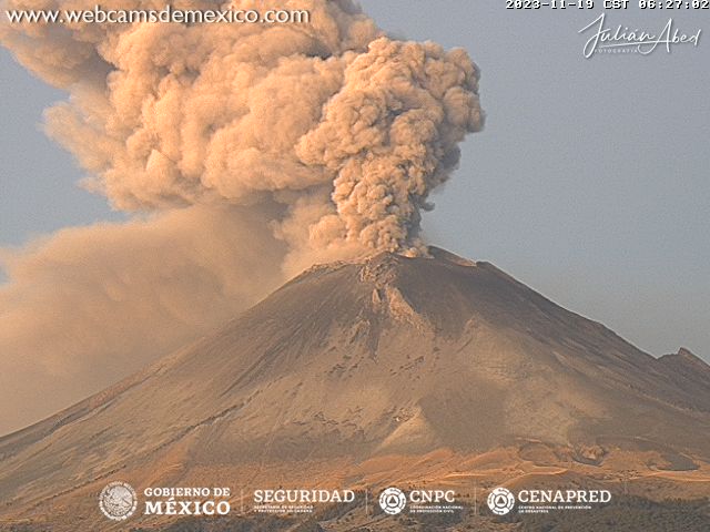 🗻 La #Ceniza de las emisiones del #Volcán #Popocatépetl, podría dirigirse al este-noreste: • #Atlixco • #Puebla •Sierra Norte #Tlaxcala #Hidalgo Información de @PC_Estatal.