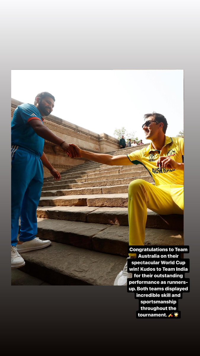 anurag_anand2's tweet image. Congratulations to Team #Australia on their spectacular World Cup win! Kudos to Team #India for their outstanding performance as runners-up. Both teams displayed incredible skill and sportsmanship throughout the tournament. 🏏🌟