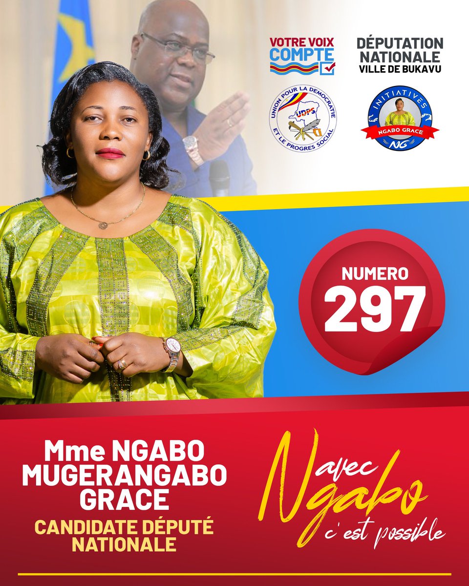 Chers habitants de #Bukavu, c'est avec humilité et détermination que je vous annonce ma candidature à la députation nationale. Ensemble, travaillons pour un avenir meilleur pour notre belle circonscription. Je m'engage à défendre vos intérêts et à promouvoir le développement
