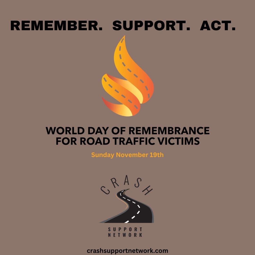 Crashsupportnet's tweet photo. Today & everyday we acknowledge how important it is to remember those we have lost & to continue to support those who have survived.
We must #Remember. We must #Support. We must #Act.
#30YearsOfRemembrance #WDR2023 https://t.co/5GTN6w7HSD