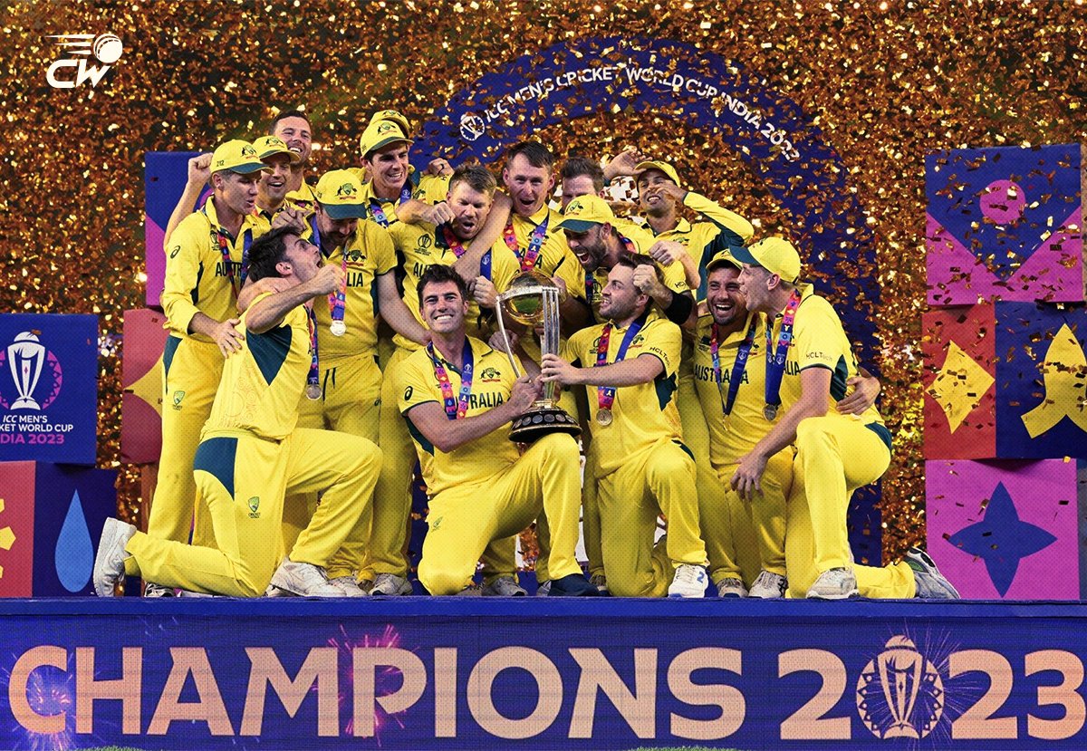 WARISHAMUSHARR2's tweet photo. 𝐂𝐇𝐀𝐌𝐏𝐈𝐎𝐍𝐒 𝟐𝟎𝟐𝟑 - Congratulations, Australia! 🏆 🎉

#IndvsAus2023 #CWC23Final#IndvsAus2023 https://t.co/4TcbIdJrWF