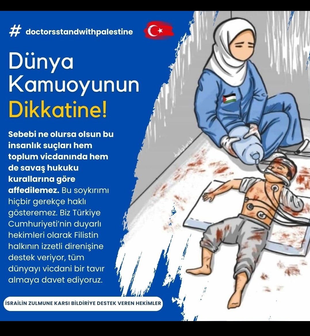 As a Turkish physician, I strongly condemn Israel goverment's and <a href="/IDF/">Israel Defense Forces</a>'s  genocide policy in Gaza, targeting civilians, children, health workers and the infrastructure of the city.
#doctorsstandwithpalestine