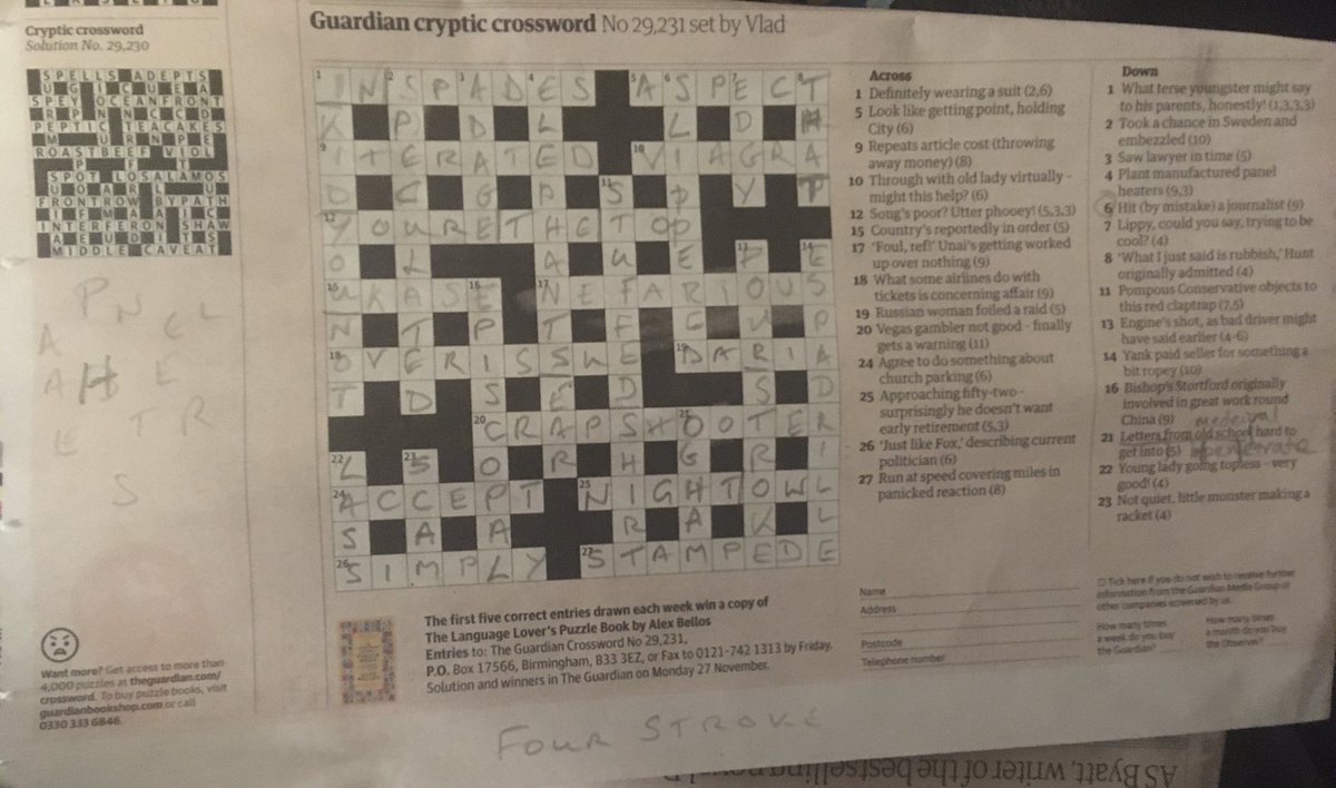 Dear Vlad at the @guardian, why are your cryptic crosswords so hard! Took me 8 hours to complete #ogham #ohgoshogham! With thanks, please make your clues easier 🤦‍♀️ Ogham…