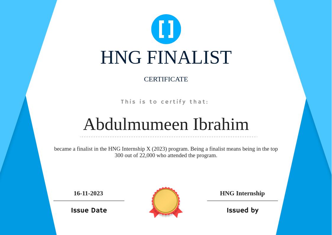 Certified 🎗️ as a Finalist <a href="/hnginternship/">HNG💡</a>