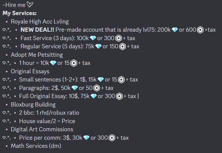 Reply or dm if interested🩷
~Also selling my extra sshf 🩶
#royalehightraders #royalehightradings  #royalehighdiamonds #royalehighfarming #adoptmepetsitting #robloxadoptme #adoptmetrades #adoptmetraders #adoptmetradings #bloxburgbuilding #bloxburgbuilders #bloxburgservices