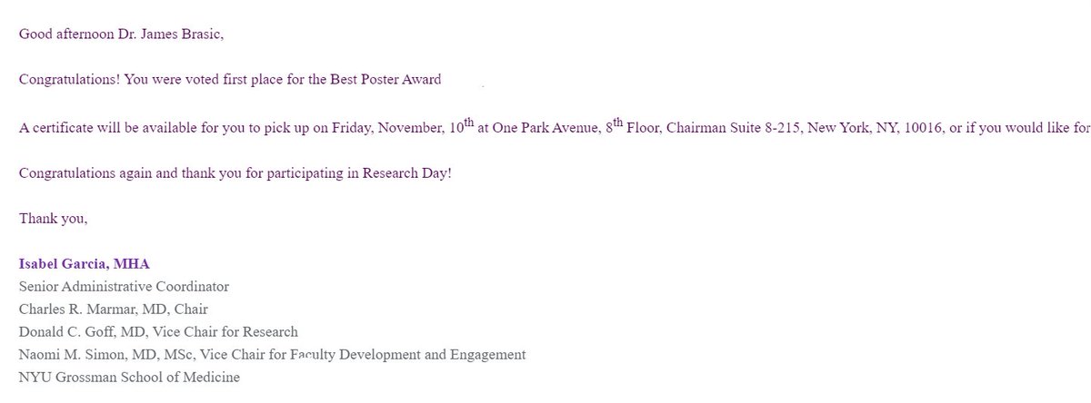 "Thrilled to announce that our team just received the Best Poster Award! 🏆🎉 Grateful for the hard work and dedication of every team member. Special thanks to Dr. Brasic for his invaluable guidance and support throughout this journey. #Teamwork #BestPosterAward #Gratitude