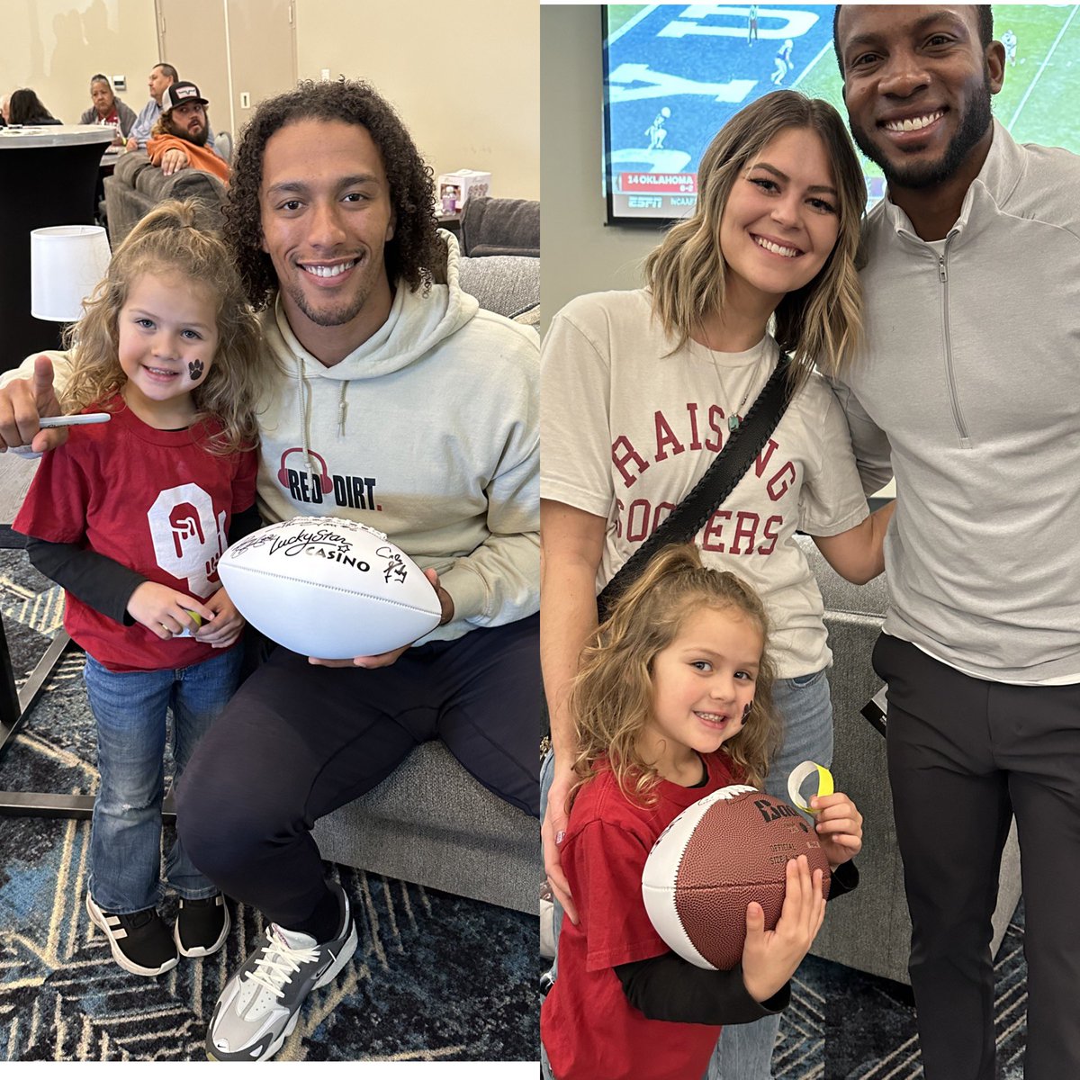 nicolesander94's tweet photo. My little Sooner Fan got to meet some of the most humble guys yesterday. The whole way home she wanted to yell Boomer Sooner.❤️🏈 https://t.co/ZuIFbJ4QlW