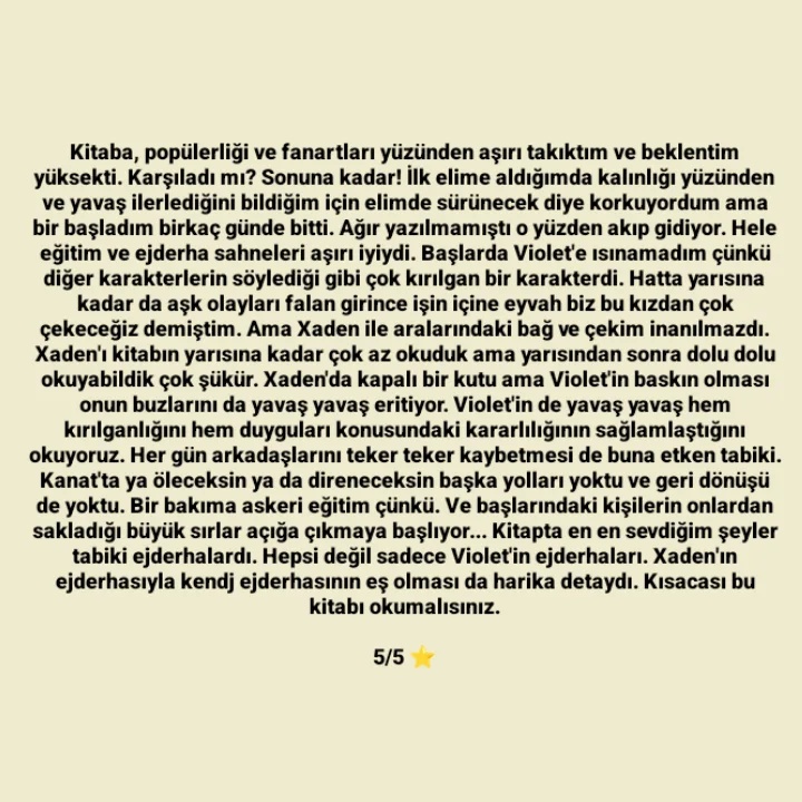 DÖRDÜNCÜ KANAT / #RebeccaYarros
⭐⭐⭐⭐⭐/5 #okudumbitti #kitapyorumu #FourthWing