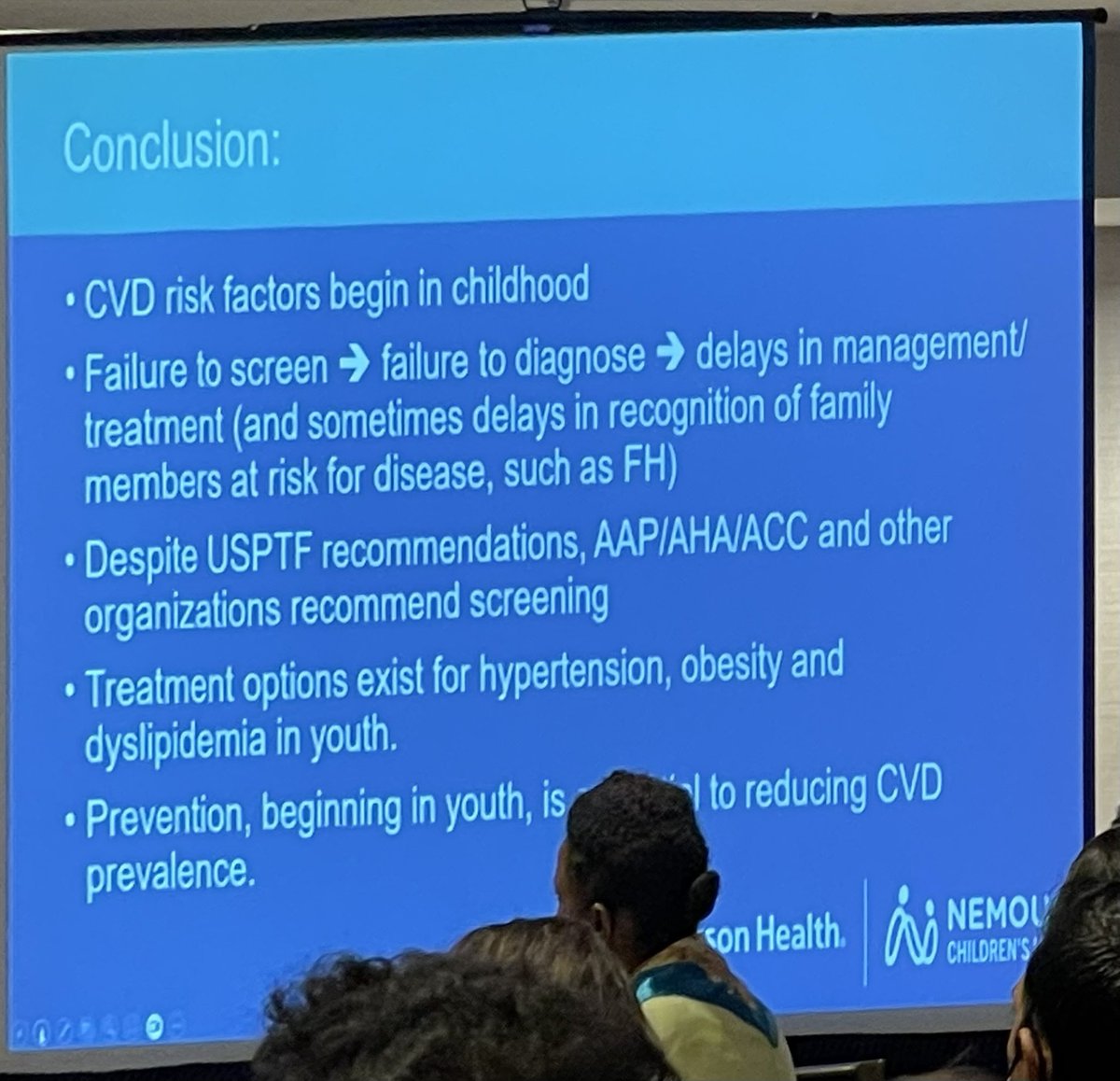 SethShayMartin's tweet photo. Great talk by @CarissaBakerSm1 on the importance of early CV prevention 

Failure to screen -> failure to diagnose -> delays in management/rx (and sometimes delays in recognition of family members at risk for dz, such as FH)

#MACCS session moderated by @TLeucker @rblument1 https://t.co/t1HmlQ1LyQ